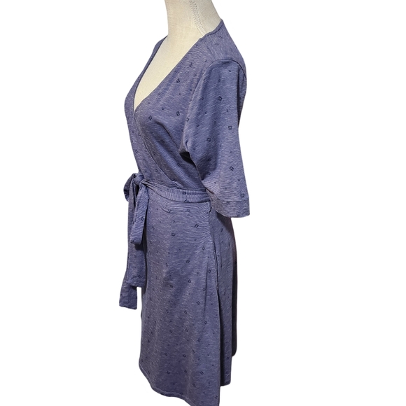 TODD & CO Cue Cafe Wrap Sleeveless Midi Dress Womens Medium Blue Heather Eco - Picture 4 of 15